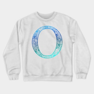 Floral Letter Capital O Blue Crewneck Sweatshirt